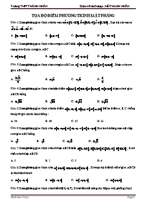 Toán 12 - Tọa độ điểm phương trình mặt phẳng